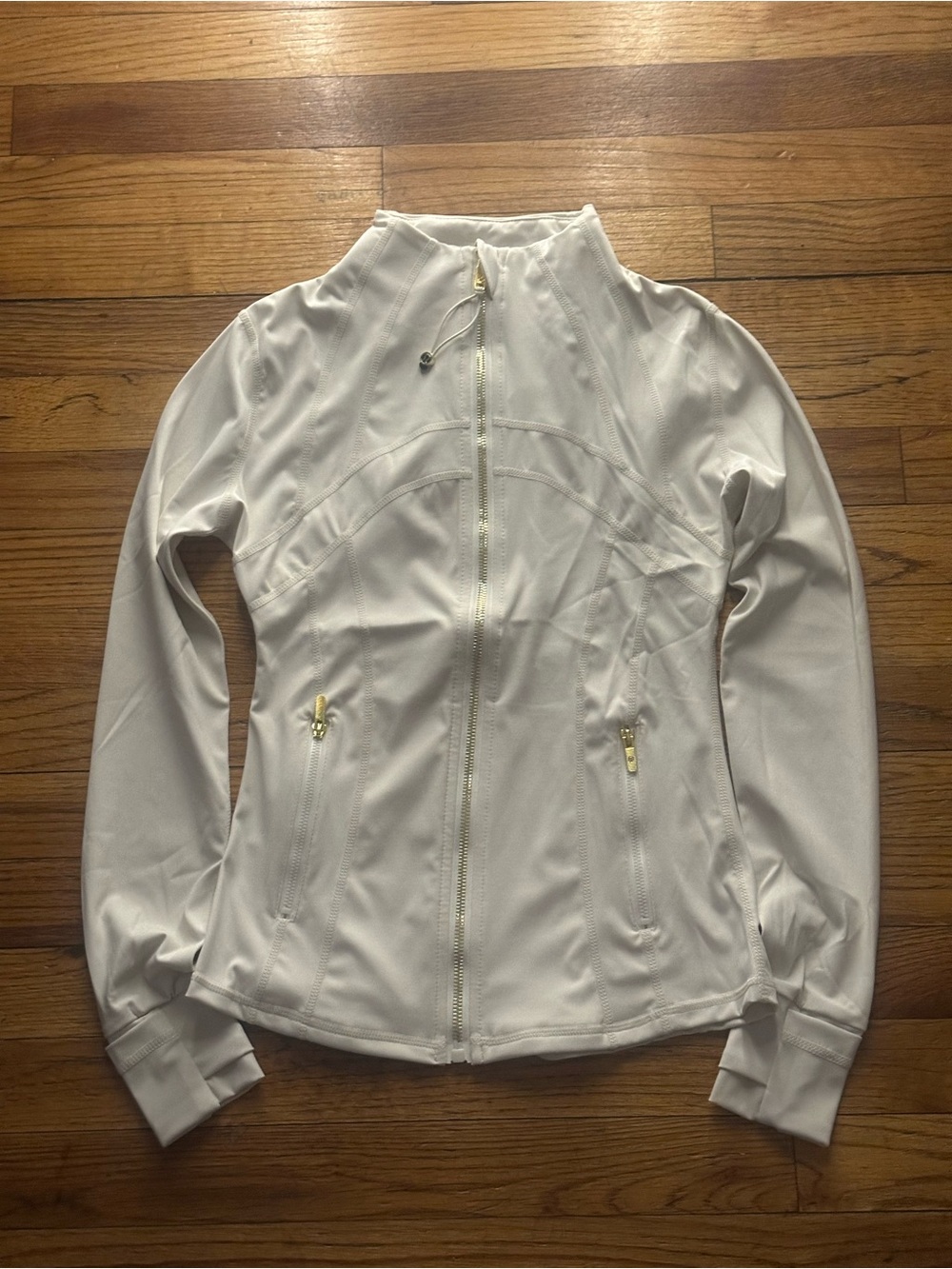 lululemon athletica White Full-Zip Performance Jacket with Gold Hardware